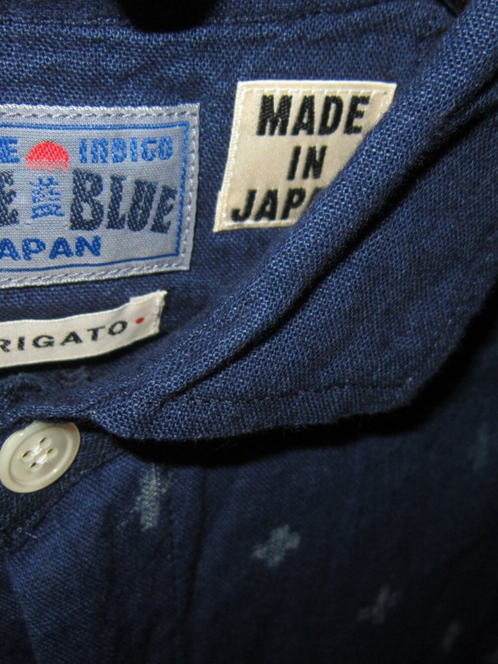 Blue Blue Japan Arigato Pure Indigo M L Shirt Dress 100% Cotton Button Pockets - Picture 4 of 4